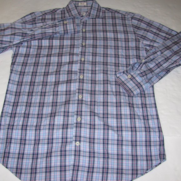Peter Millar LS Plaid Dress shirt mens Medium - Picture 2 of 6